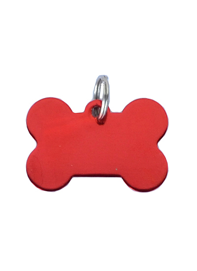 Hundemarke - Metall Hundeknochen rot