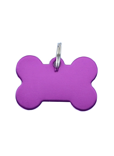 Hundemarke - Metall Hundeknochen lila