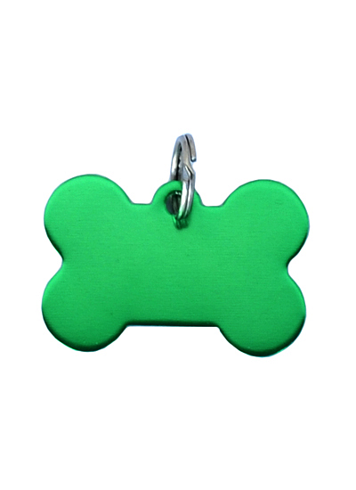 Hundemarke - Metall Hundeknochen grün 