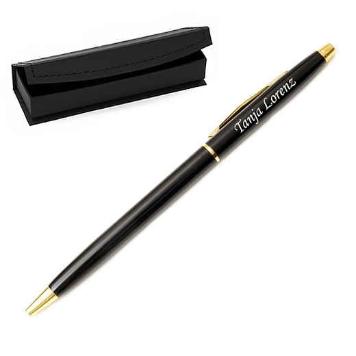 Luxus-Kugelschreiber Slim schwarz in Geschenkbox