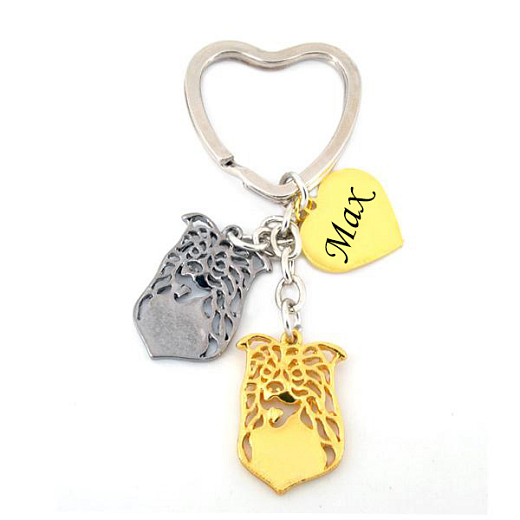Collie mit Herz - Schlüsselanhänger aus Metall