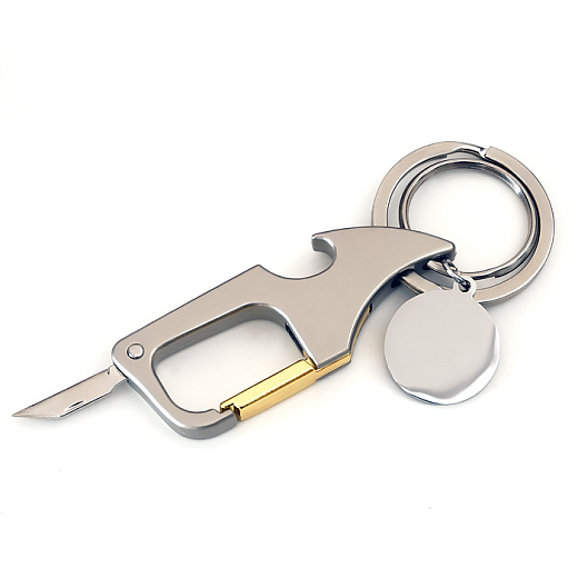 Metallkarabiner für Schlüssel mit Messer und Öffner
