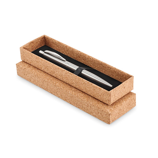 Luxus-Kugelschreiber Classic silbern in Kork-Geschenkbox