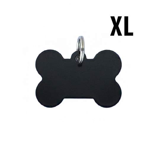 Hundemarke - Metall Hundeknochen schwarz XL