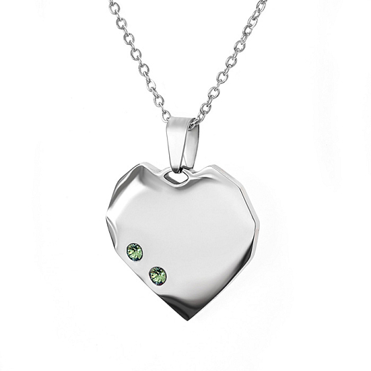 Anhänger mit Kette aus Chirurgenstahl Herz Diamond mit Swarovski Kristallen grün-grün