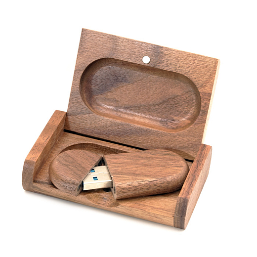 USB-Flash 32 GB Oval aus Holz in Geschenkbox